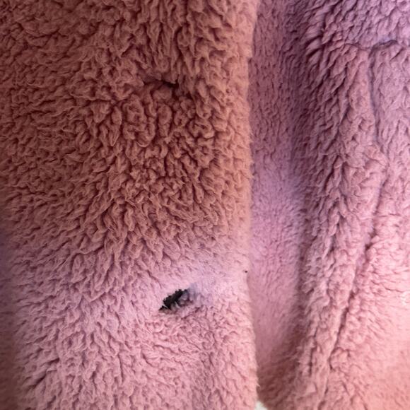 Free People Joplin Jacket Womens Large Smoked Pink Faux Fur Slouchy Teddy *FLAW - Picture 6 of 10